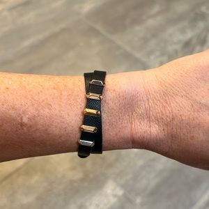 Stella & Dot black leather wrap bracelet